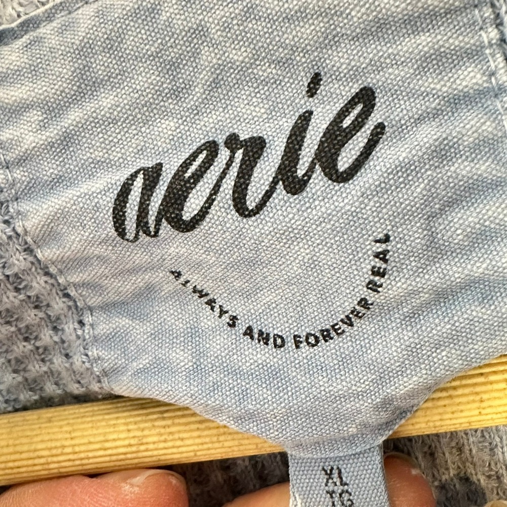 Aerie‎ Getaway Quarter Zip Sweatshirt Womens XL Ice Blue Oversized Pullover - Picture 5 of 7